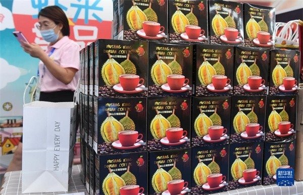 9月18日在南寧國際會展中心拍攝的貓山王榴蓮咖啡